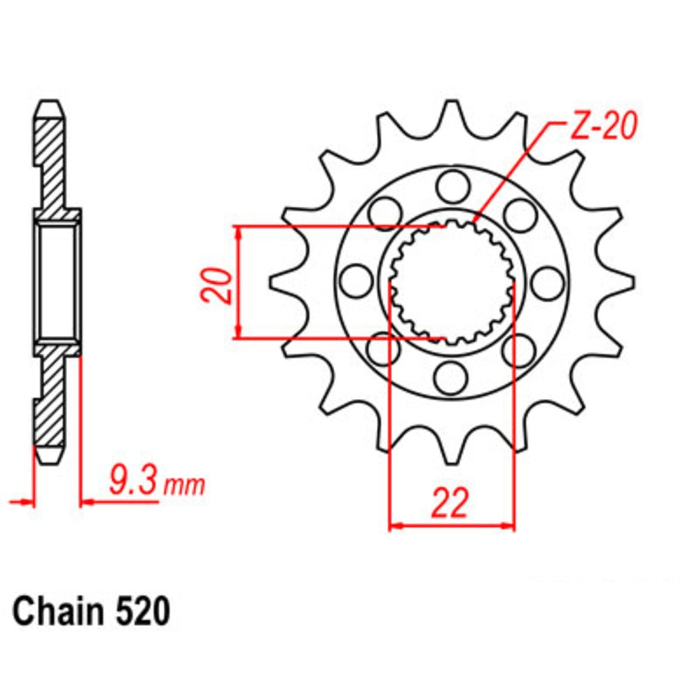 14T - Front Sprocket - Kawasaki KX250F 06