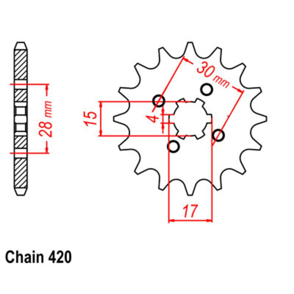 14T - Front Sprocket - Honda XR75/80;CR80