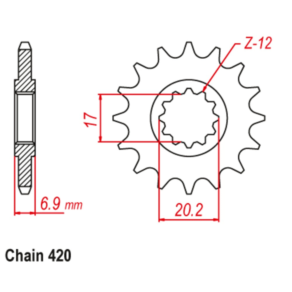 12T - Front Sprocket - Aprillia 50 RX