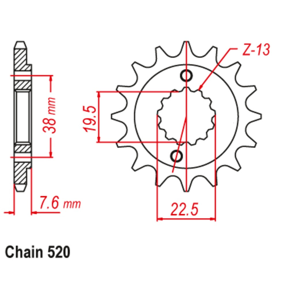 14T - Front Sprocket - Suzuki LT Z400 K3-K6/Kawasaki KX F400 Supersprox