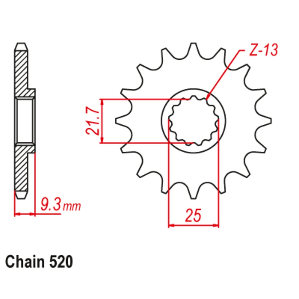 13T - Front Sprocket - Kawasaki EX250 J
