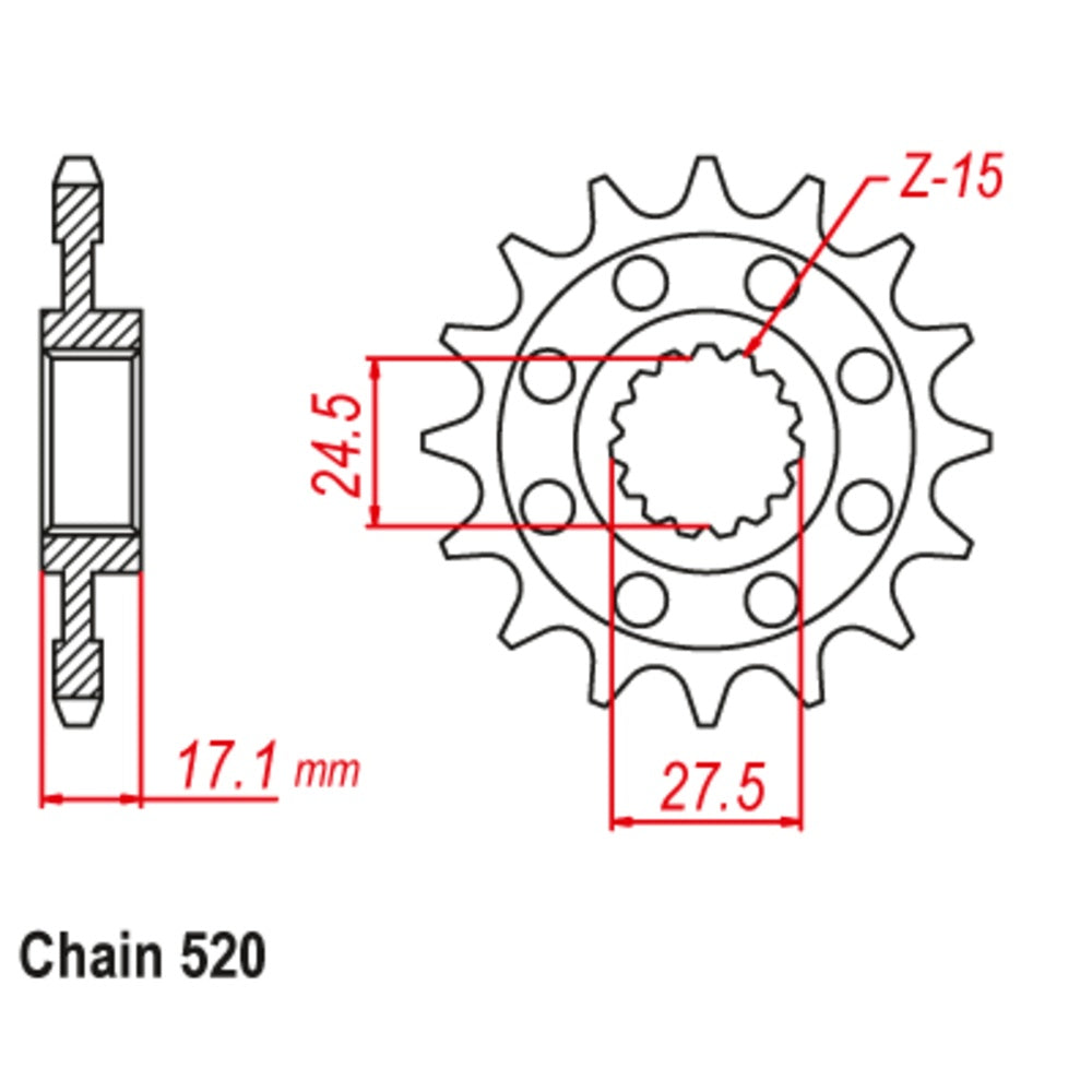 15T - Front Sprocket - Ducati 899 Panigale 520p