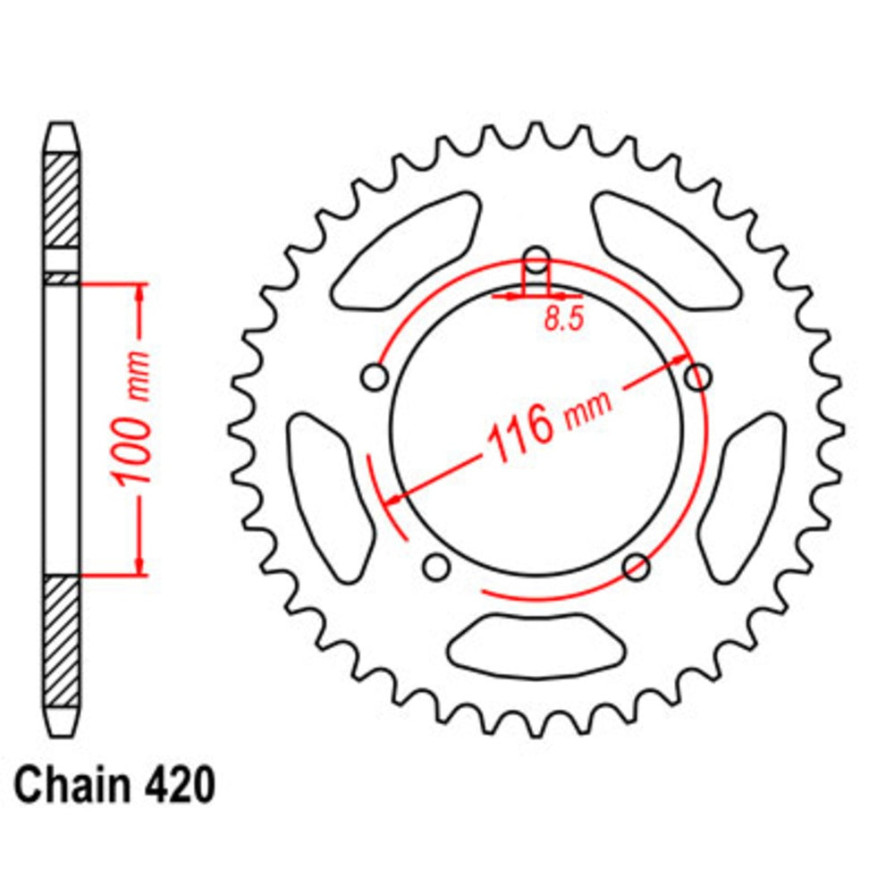 45T - Rear Sprocket - Kawasaki KX60/80