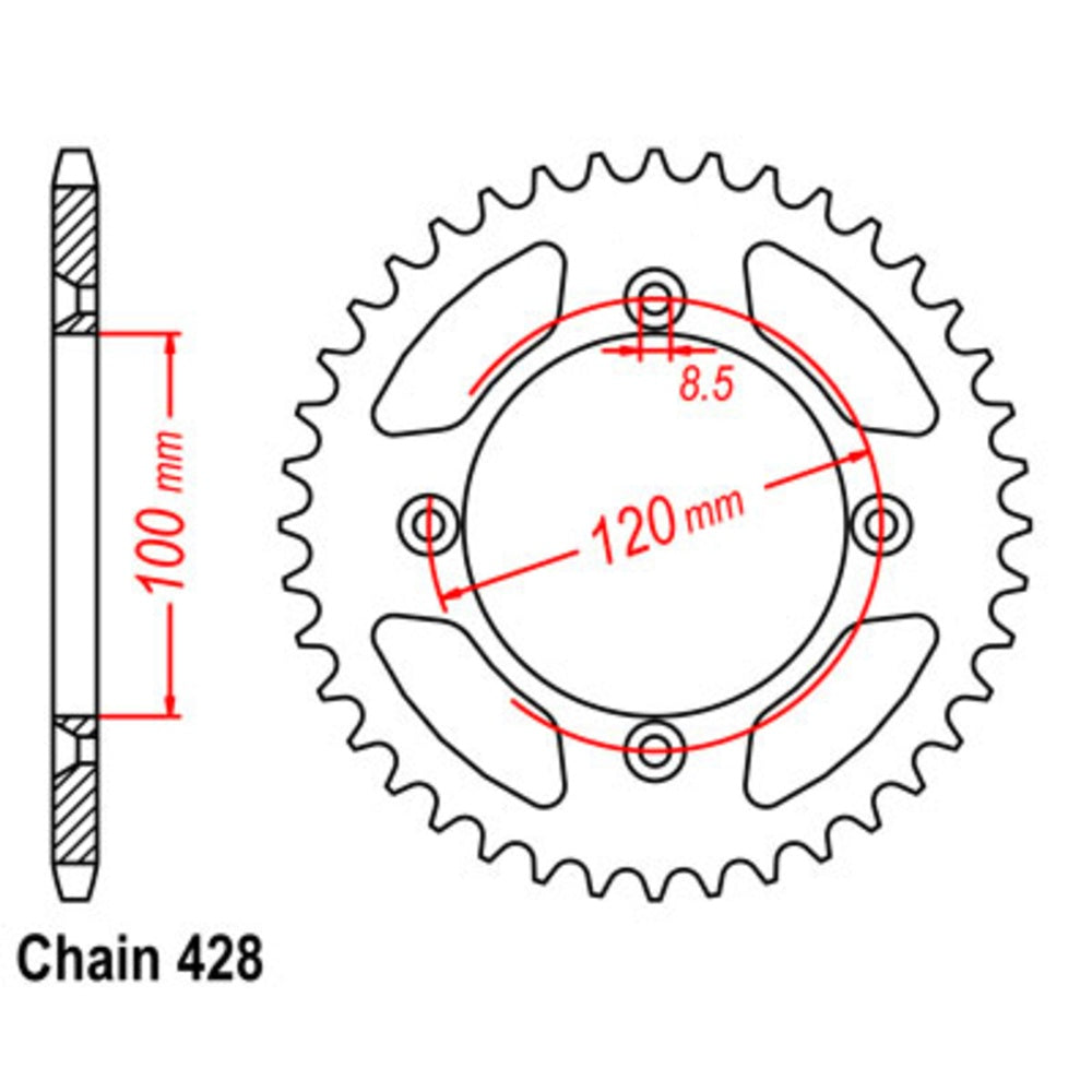 45T - Rear Sprocket - Black Supersprox Alloy RM/YZ
