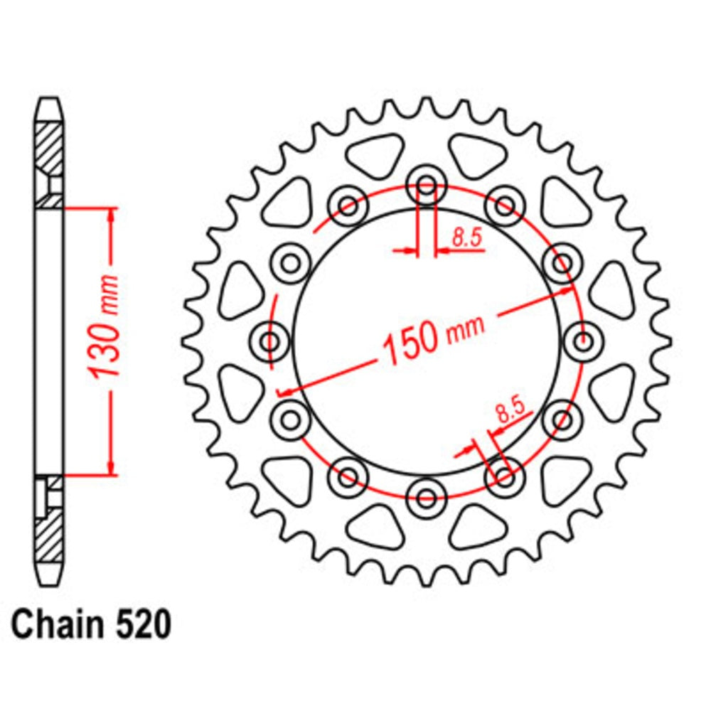 47T - Rear Sprocket - Gold Supersprox Alloy Honda/Yamaha