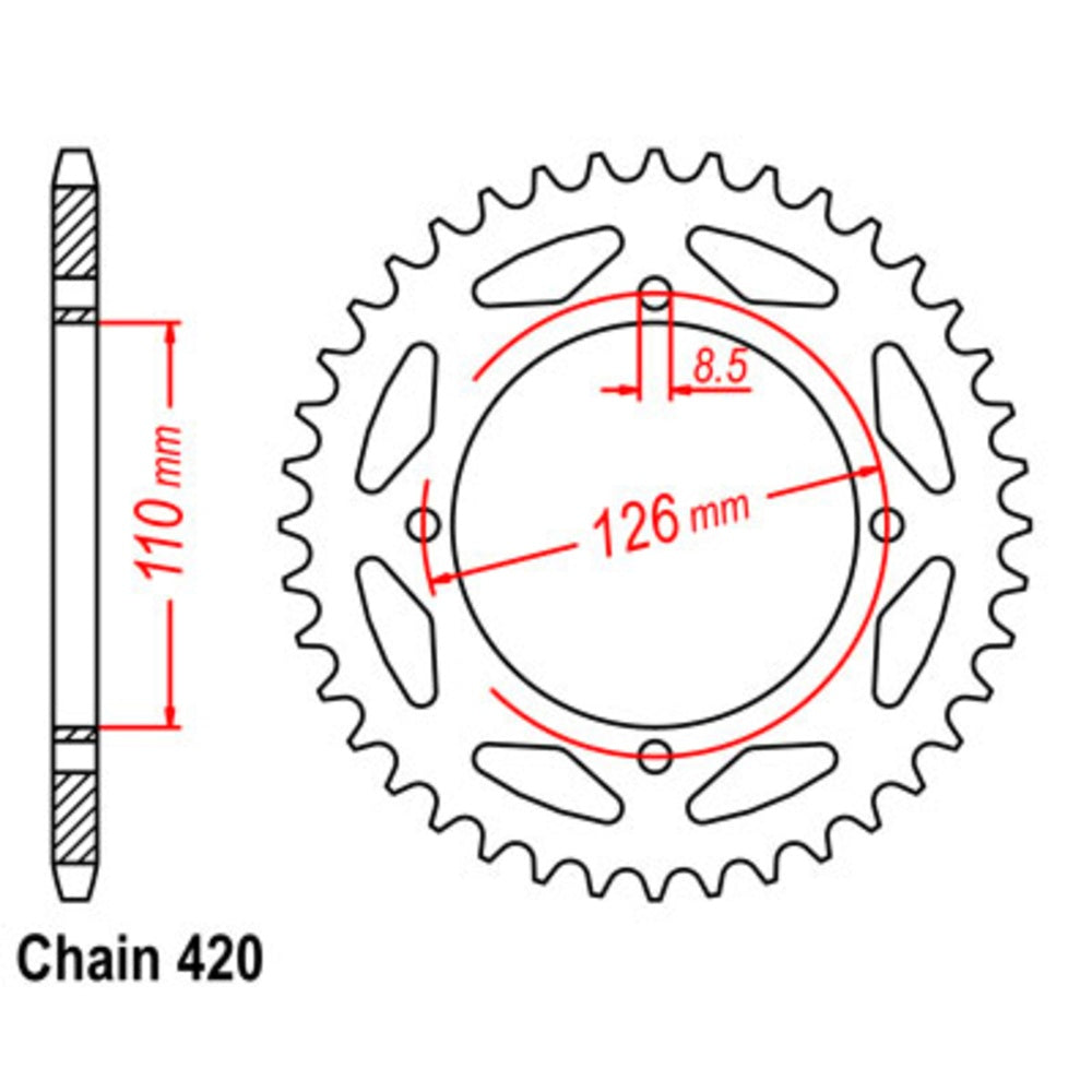 46T - Rear Sprocket - Black Supersprox Alloy KX65