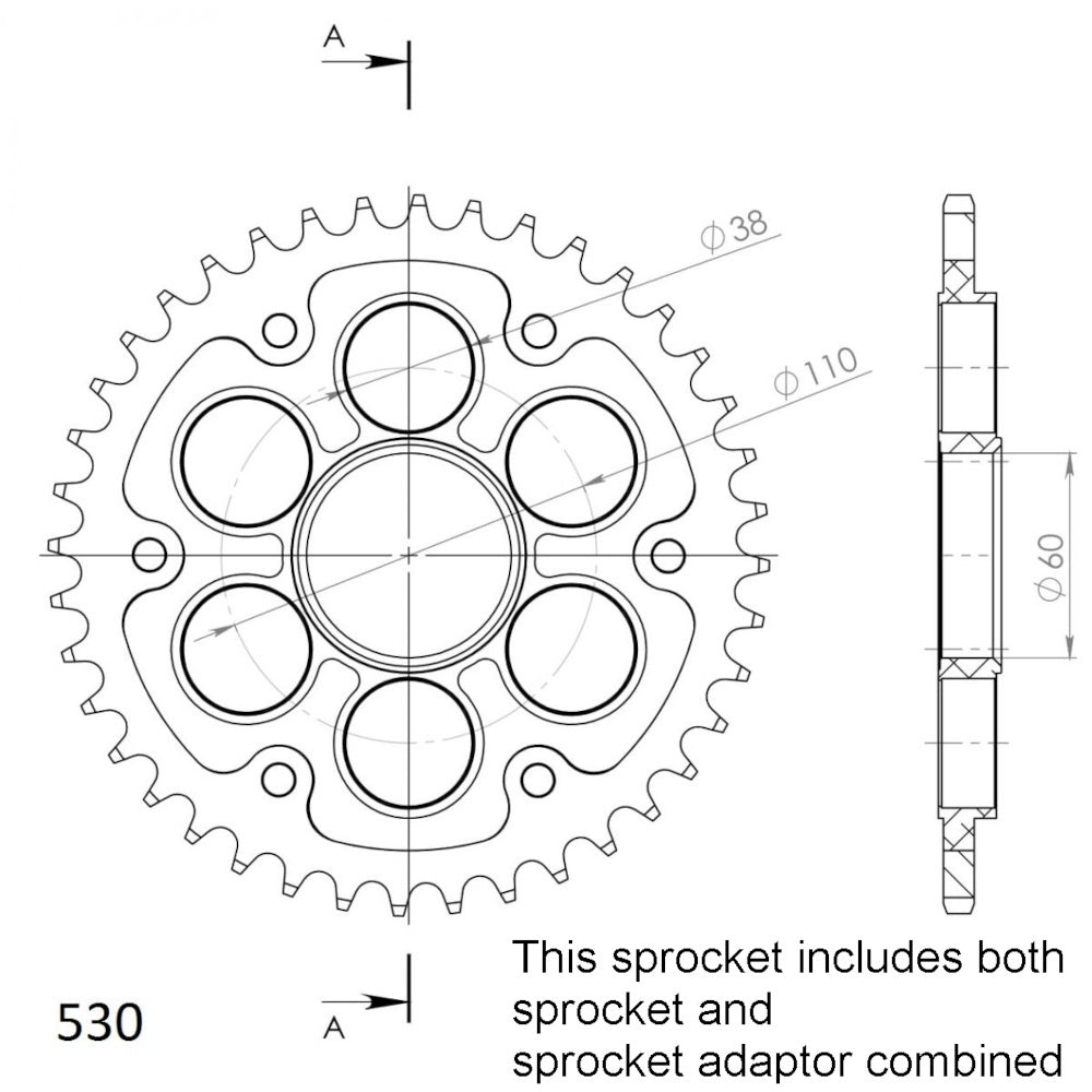 42T - Rear Sprocket - Stealth Supersprox Ducati - Black