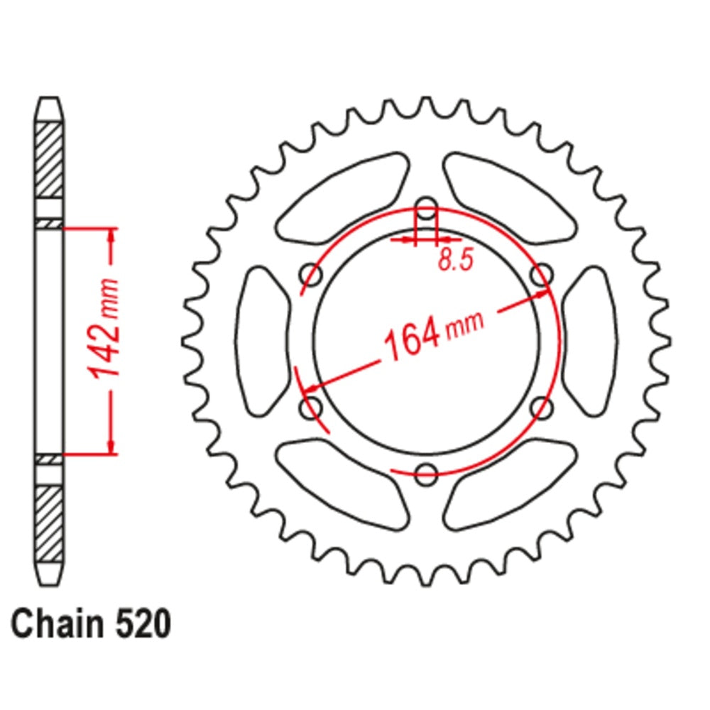 46T - Rear Sprocket - Hyosung GT250R Supersprox