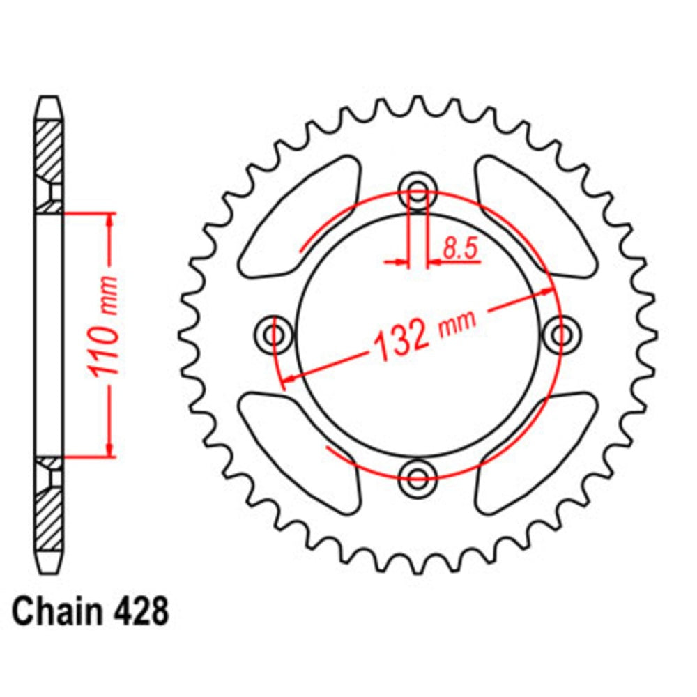 47T - Rear Sprocket - Stealth Supersprox KTM 85 - Red