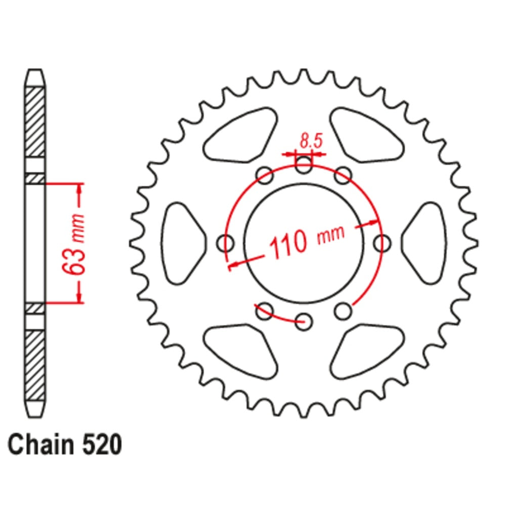 42T - Rear Sprocket - KTM 200/390 Duke