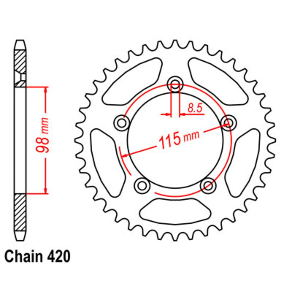 47T - Rear Sprocket - Black Supersprox Alloy KTM/Husqvarna 65