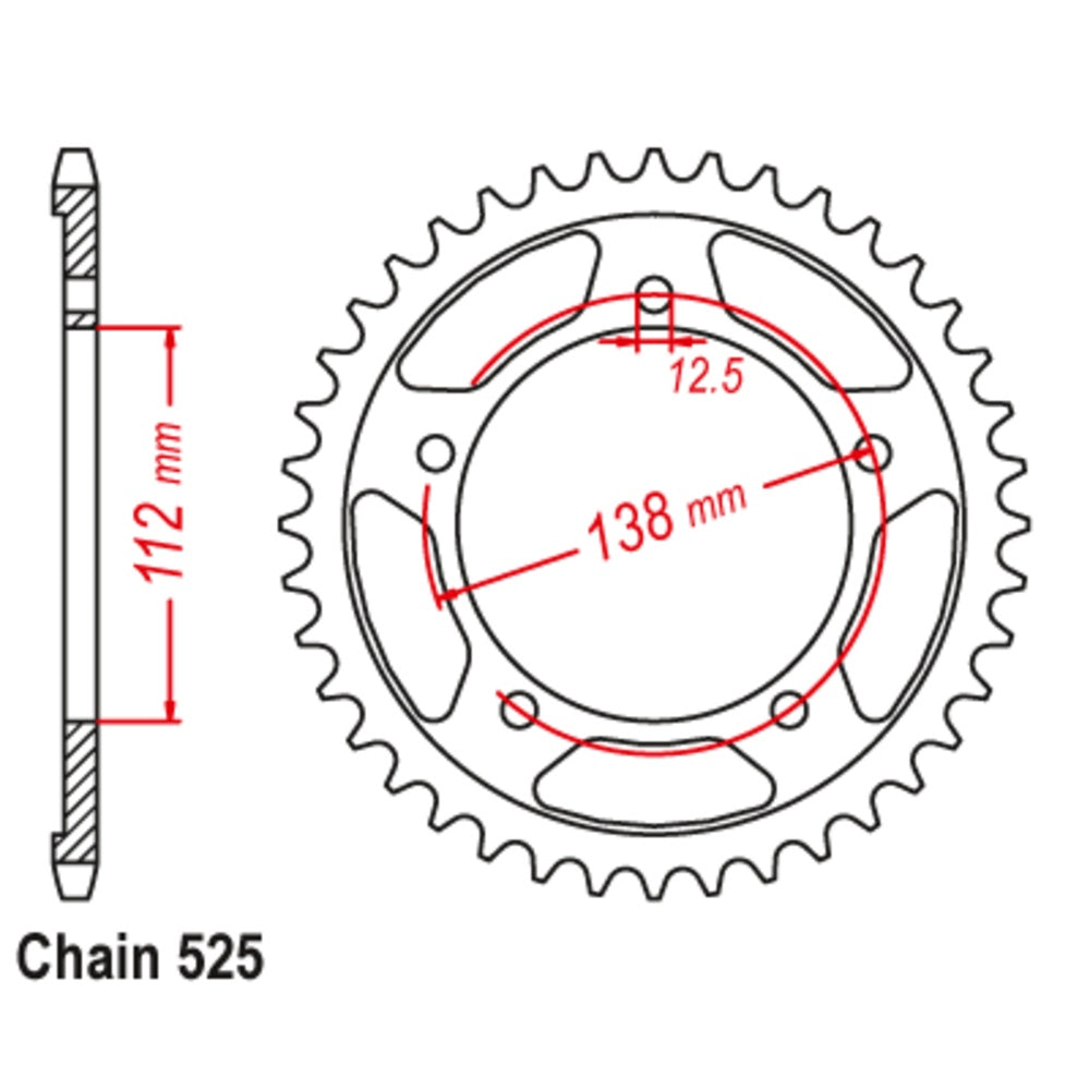 44T - Rear Sprocket - Black Stealth Supersprox Honda