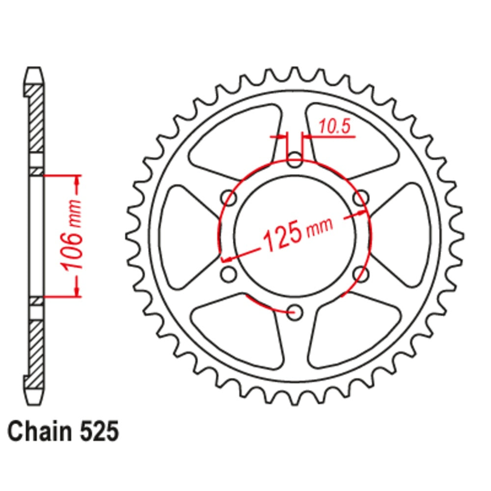 47T - Rear Sprocket - Black Stealth Supersprox Triumph