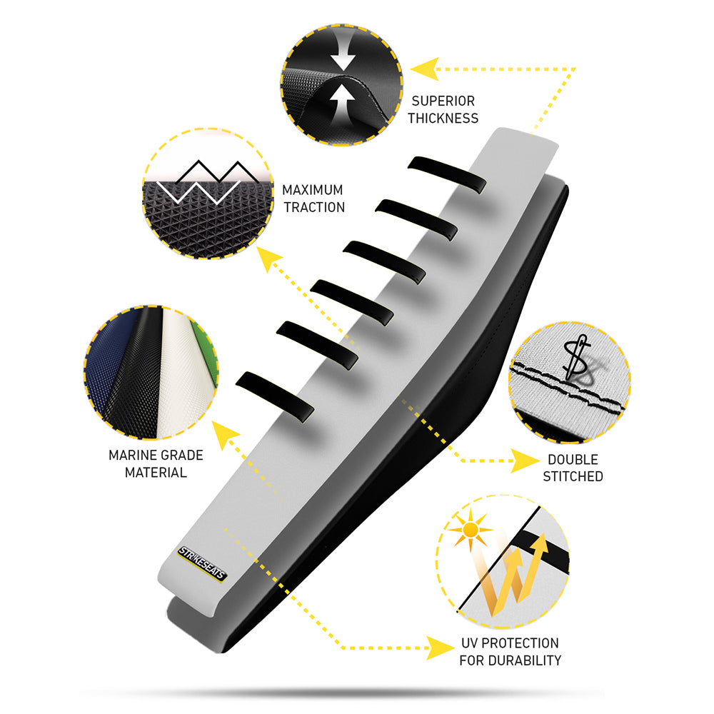 Yamaha YZ125 86-88/YZ250 86-87/ YZ490 86-89 WHITE/BLACK/BLUE Gripper Ribbed Seat Cover