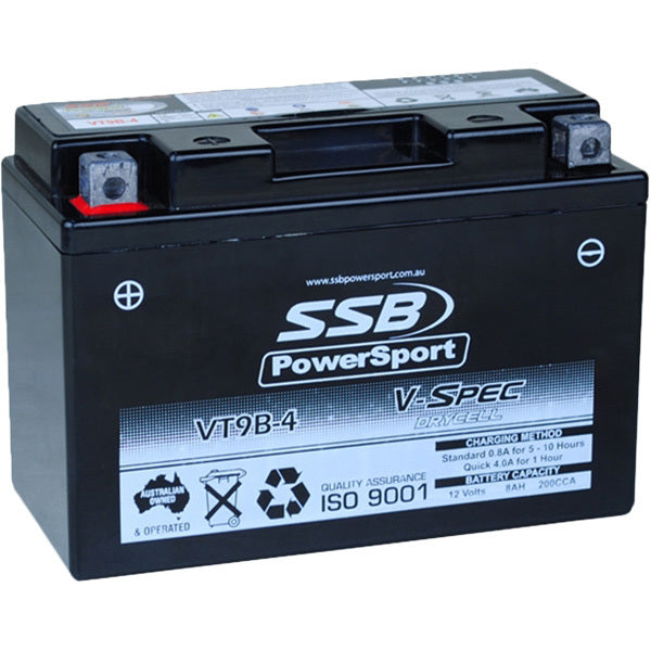 12V SSB V-Spec High Perform. AGM Battery (6) ( YT9B-4, YT9B-4-BS) (3.39 Kg)