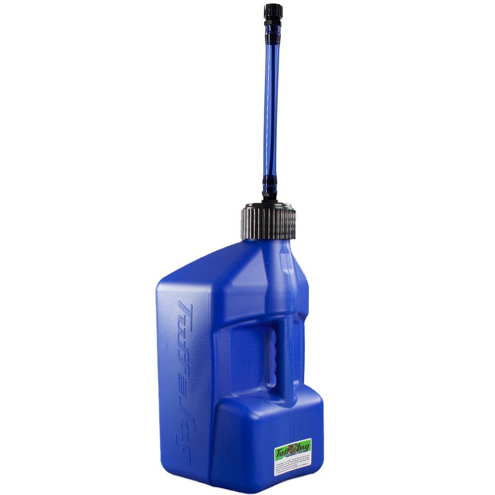 5 gal/20 Litre Blue Tuff Jug with Black Standard Cap/Blue Flexible Auto Shut Off Spout