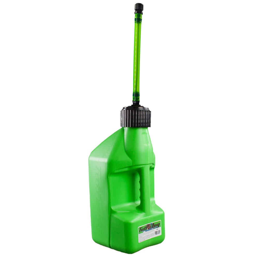 2.7 gal/10 Litre Kawasaki Green Tuff Jug w/Black Standard Cap/Kawi Flexible Auto Shut Off Spout