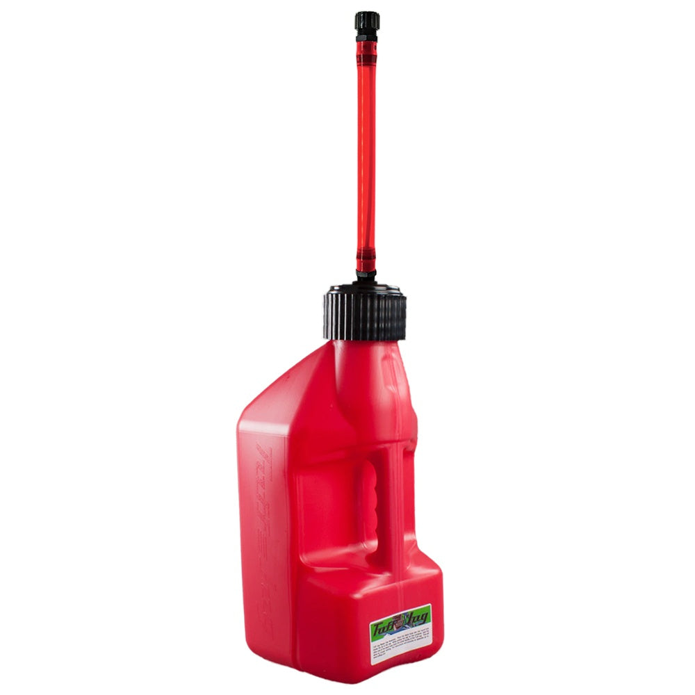 2.7 gal/10 Litre Red Tuff Jug with Black Standard Cap/Red Flexible Auto Shut Off Spout