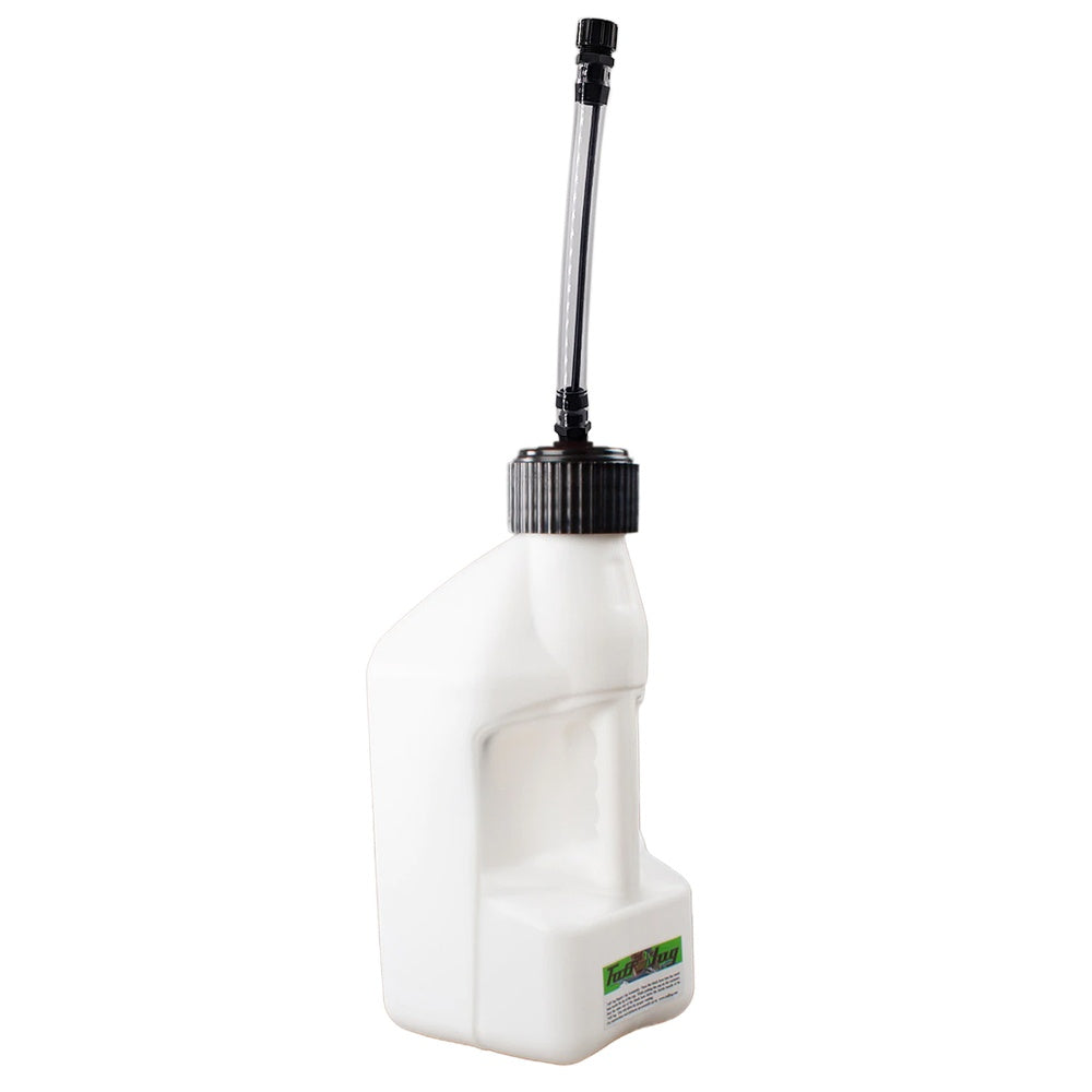 2.7 gal/10 Litre White Tuff Jug w/White Standard Cap/Clear Flexible Auto Shut Off Spout