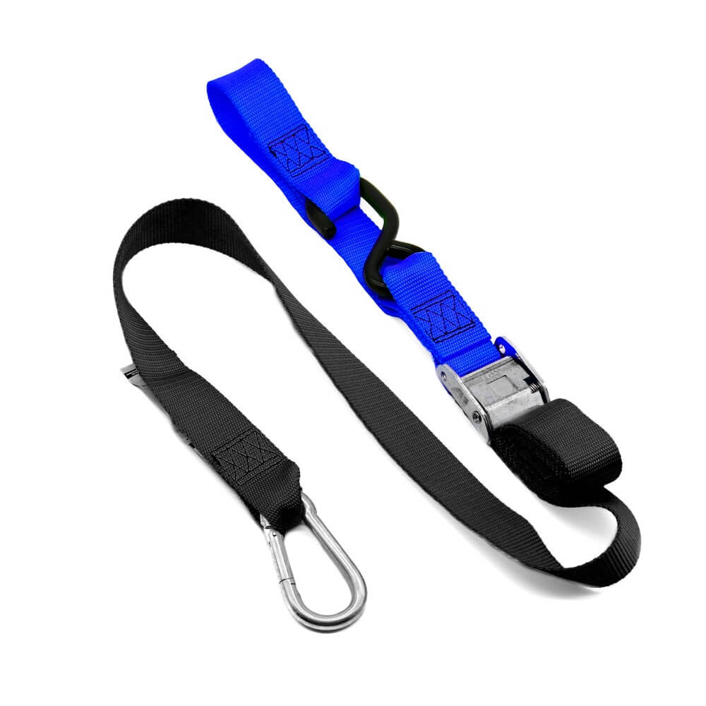 KMX Tie Down 38mm Twin Hook - Blue/Blue Loop