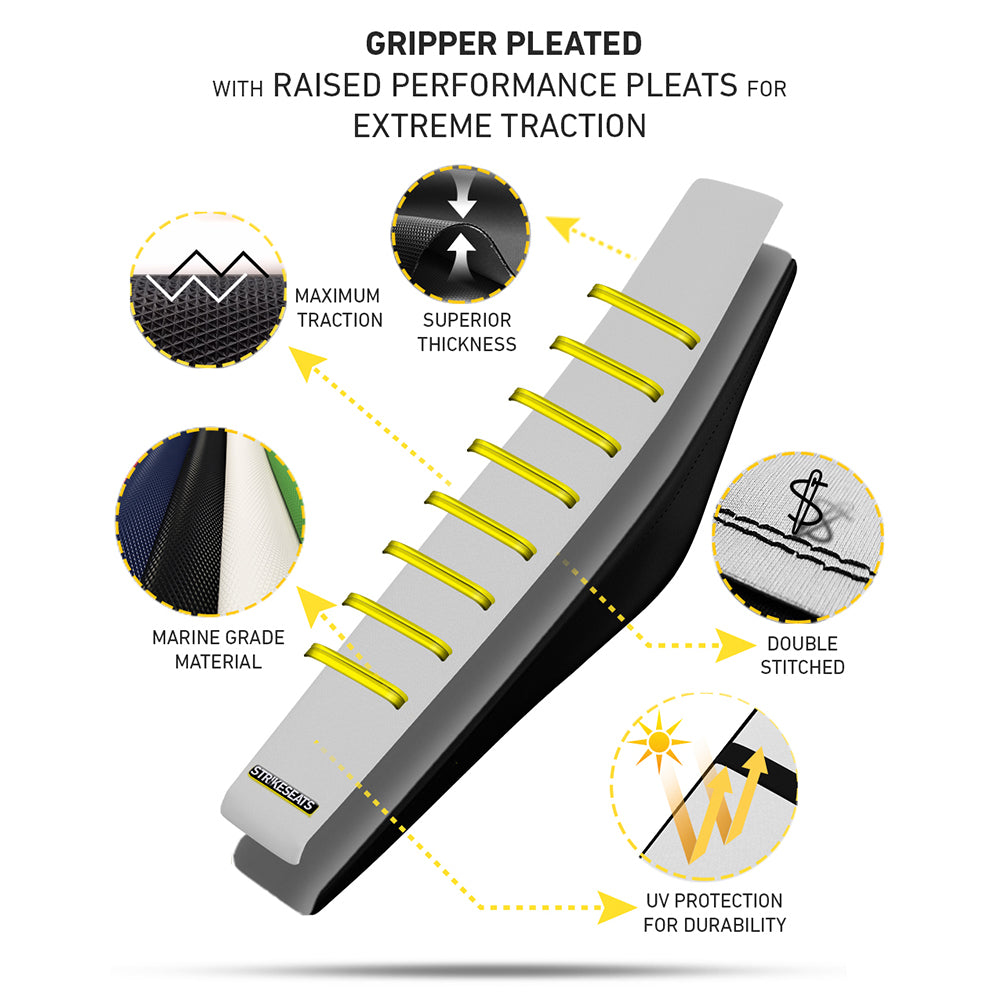 Yamaha PW80 91-06 BLUE/BLACK/BLACK Gripper Pleated Seat Cover