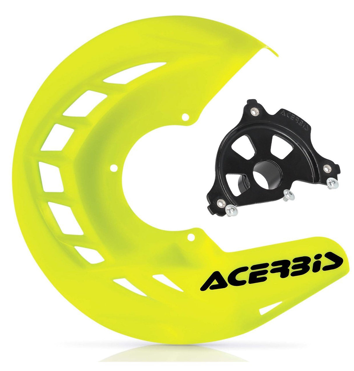 ACERBIS X-BRAKE DISC COVER & BLK MOUNT FLO YELLOW SHERCO EXPLORER FORK 18-23