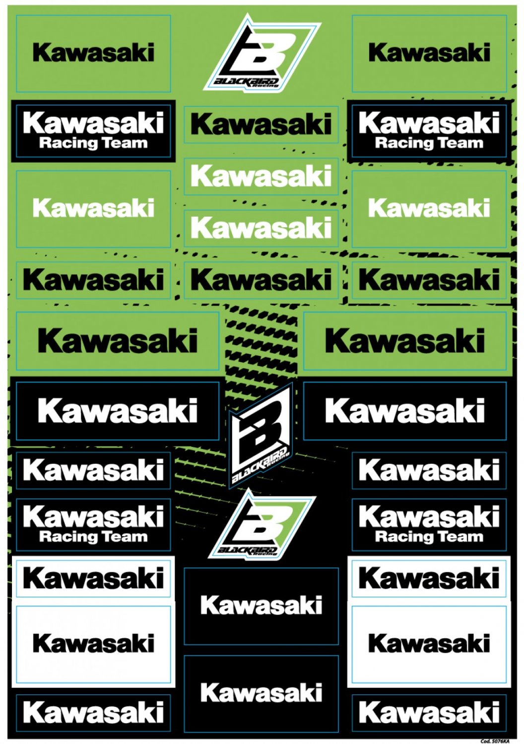 BLACKBIRD DECAL UNIVERSAL KAWASAKI LOGO STICKER SHEET