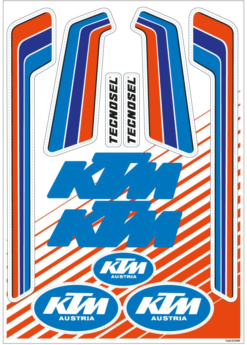 TECNOSEL VINTAGE DECAL UNIVERSAL KTM STICKER SHEET KIT