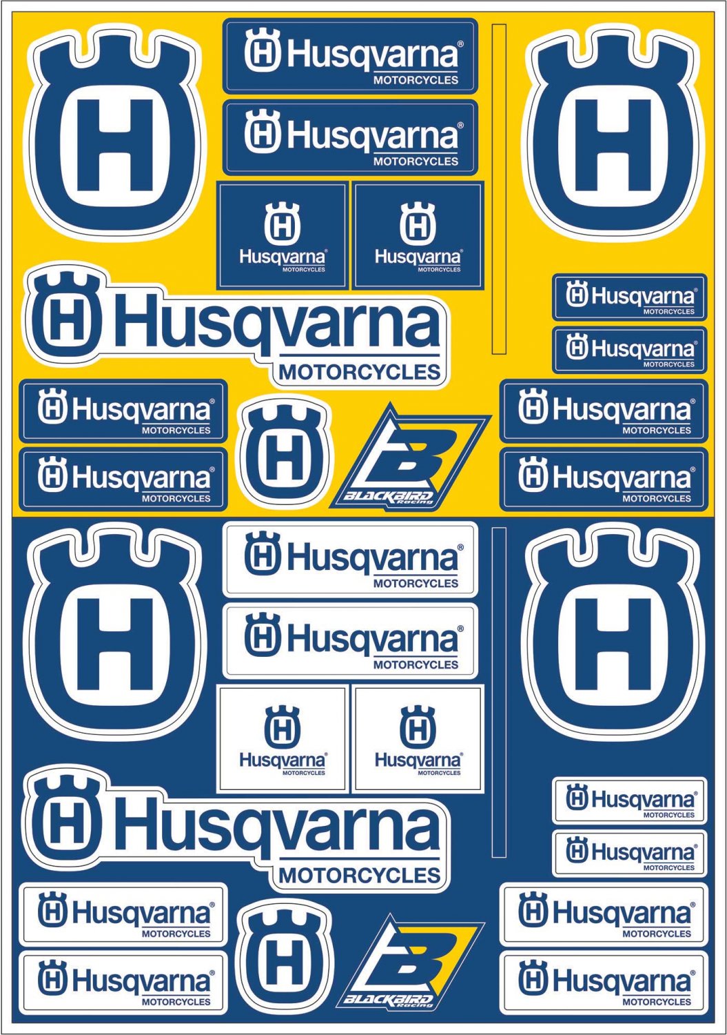 BLACKBIRD DECAL UNIVERSAL HUSQVARNA LOGO STICKER SHEET