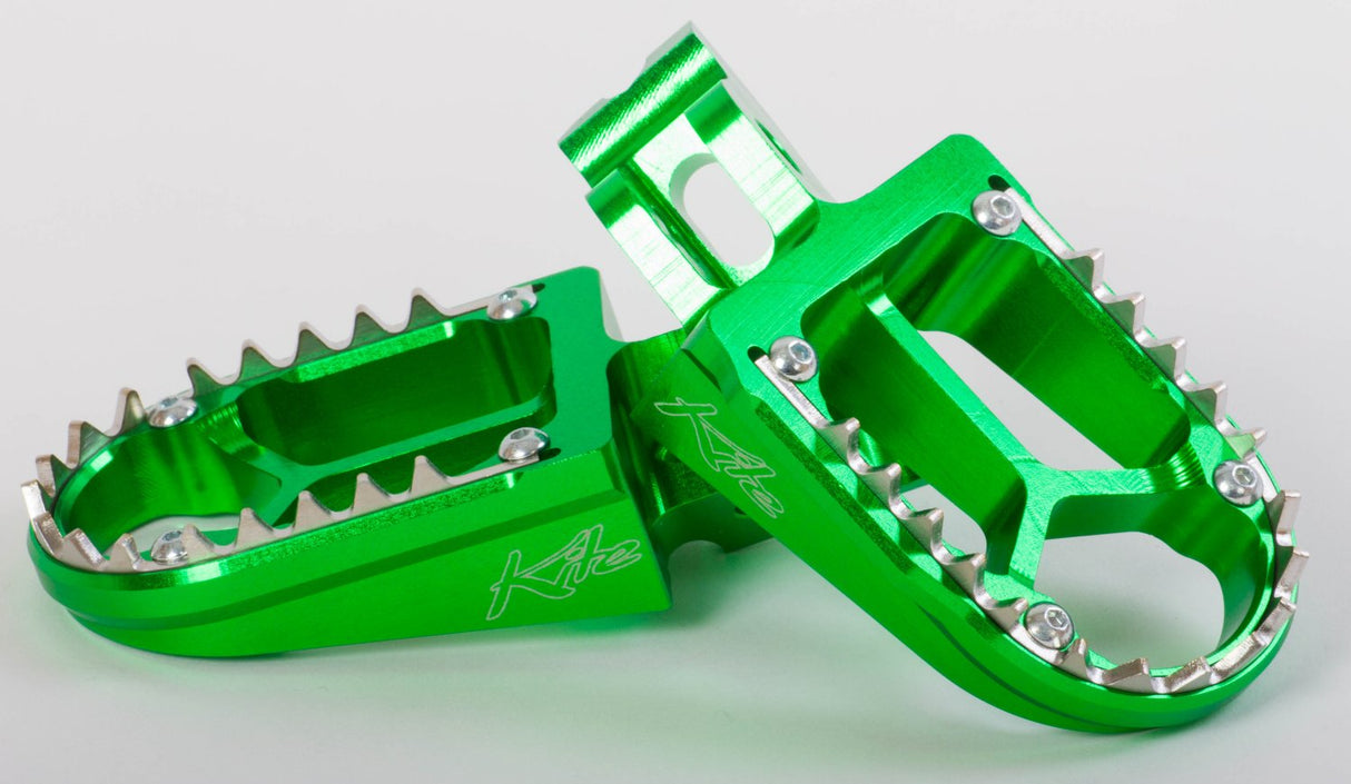 KITE FOOT PEG BILLET ALLOY KAWASAKI GREEN