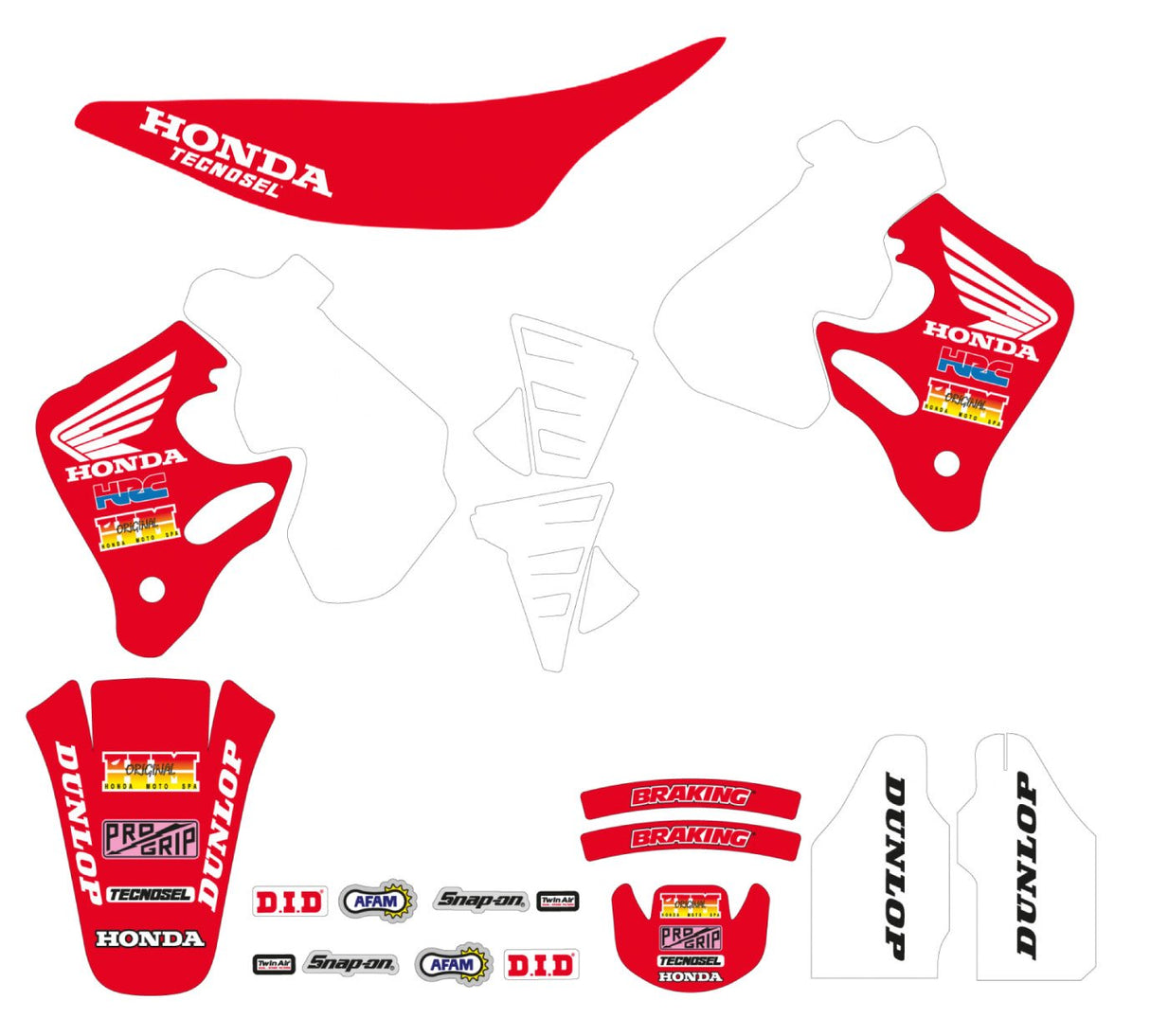 TECNOSEL GRAPHICS KIT TEAM REPLICA HONDA CR 125 93-94 250 92-94