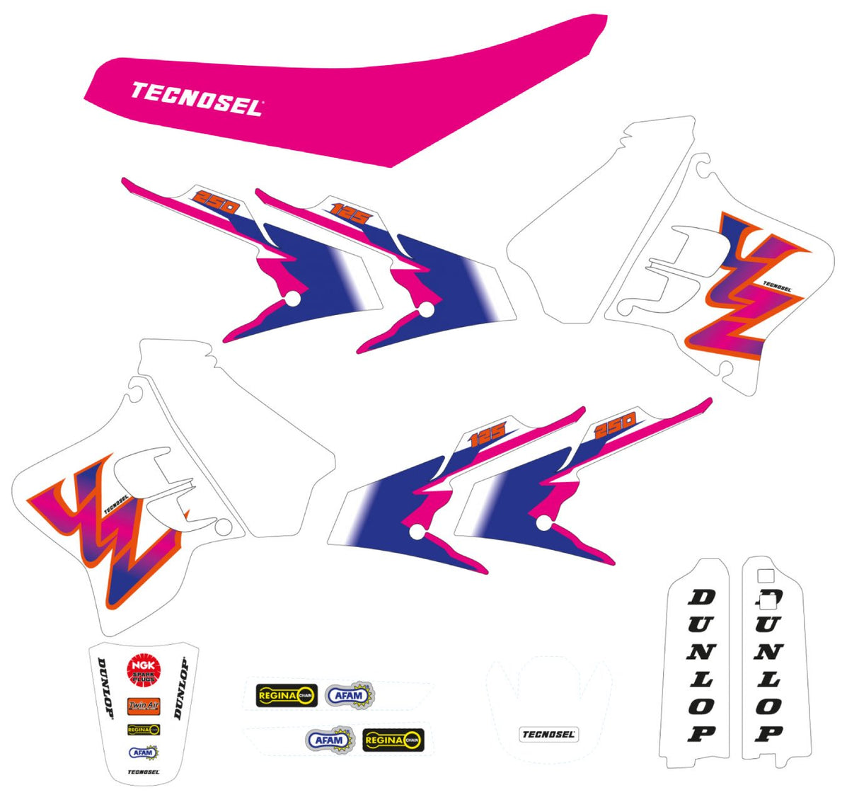 TECNOSEL DECALS REPLICA YAMAHA 93 YZ 125 250 93-95