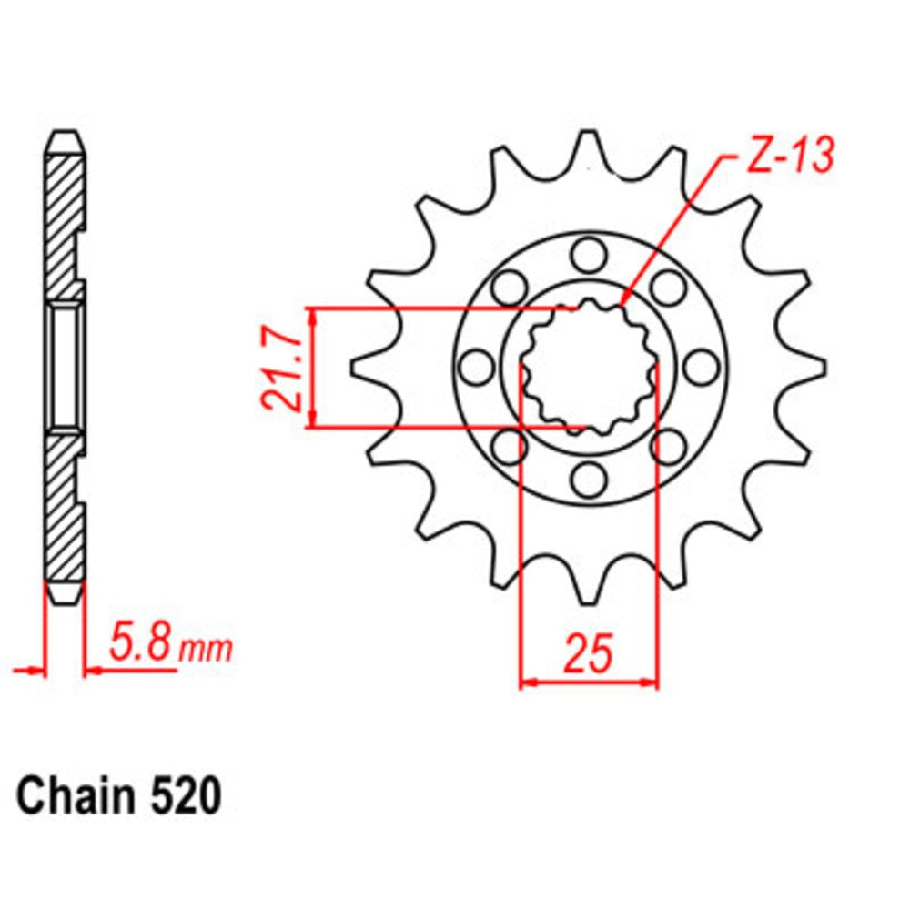 15T - Front Sprocket - Kawasaki KX450F 06