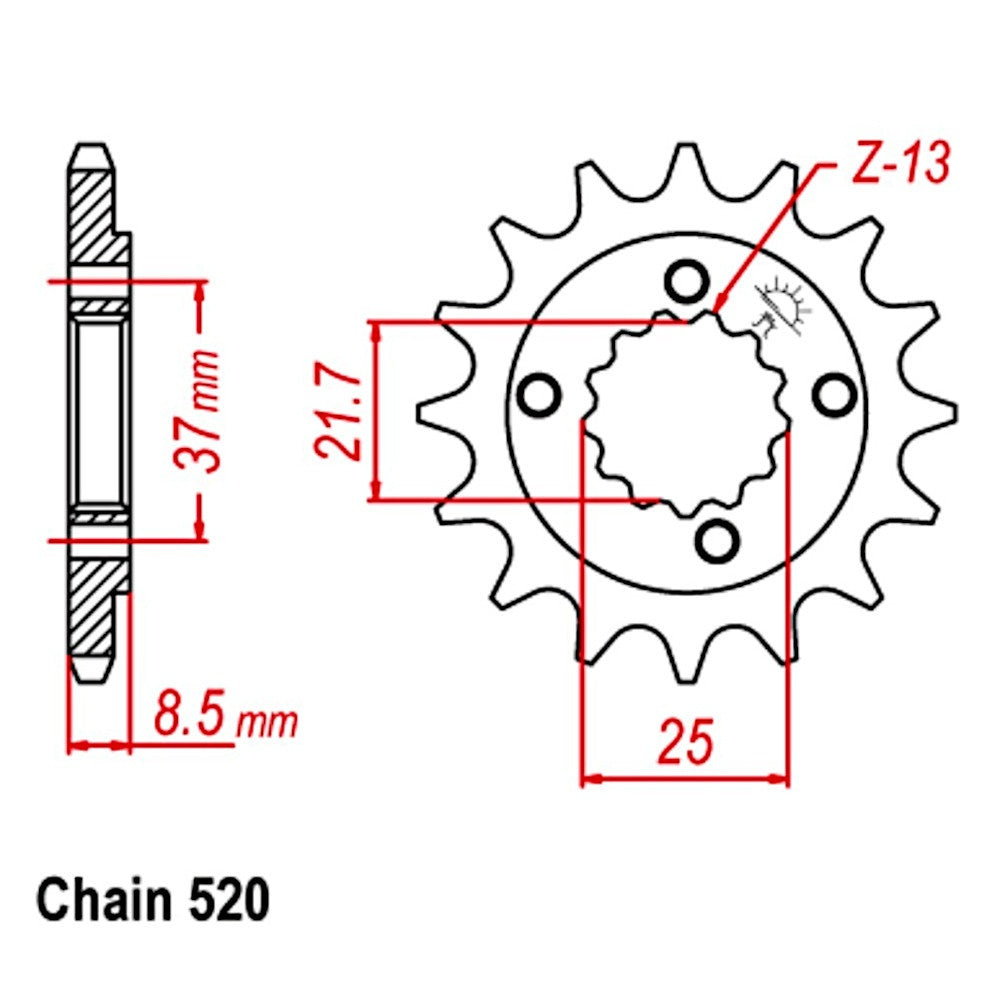 16T - Front Sprocket - Honda/Kawasaki