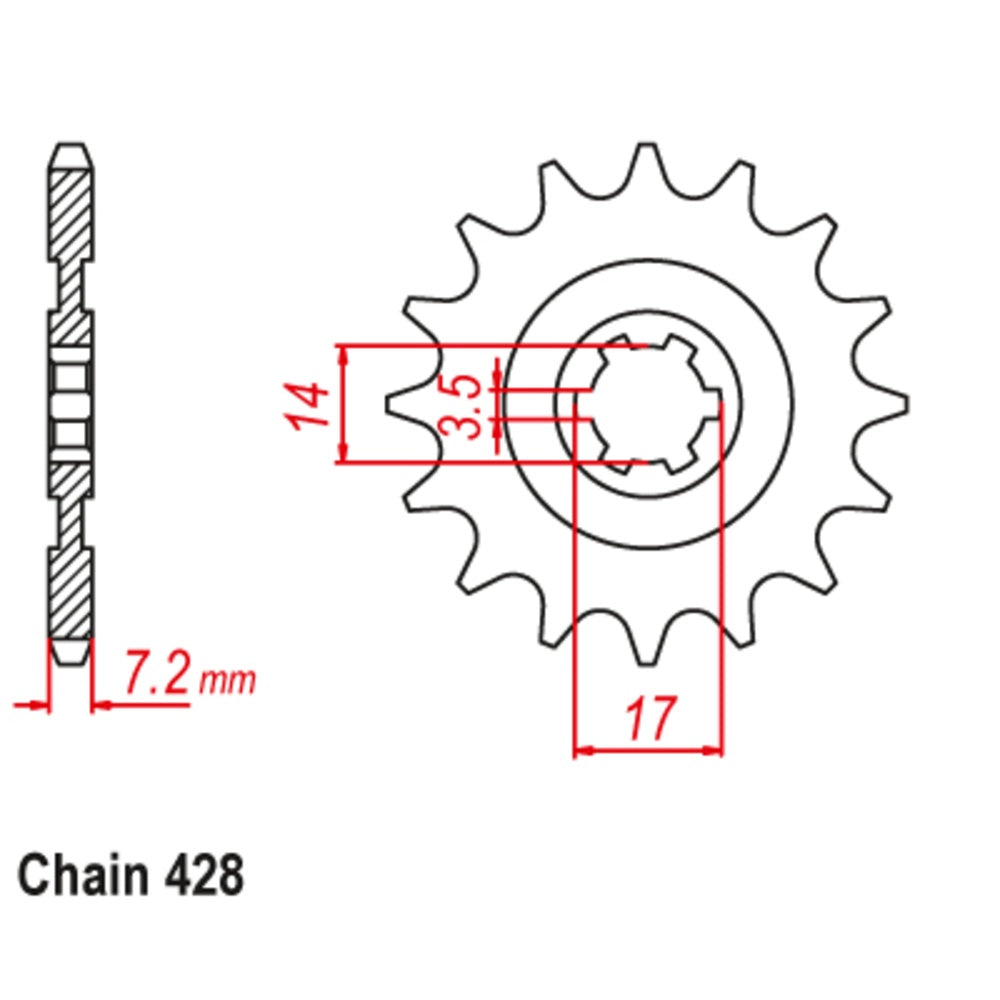 14T - Front Sprocket - Kawasaki KLX140