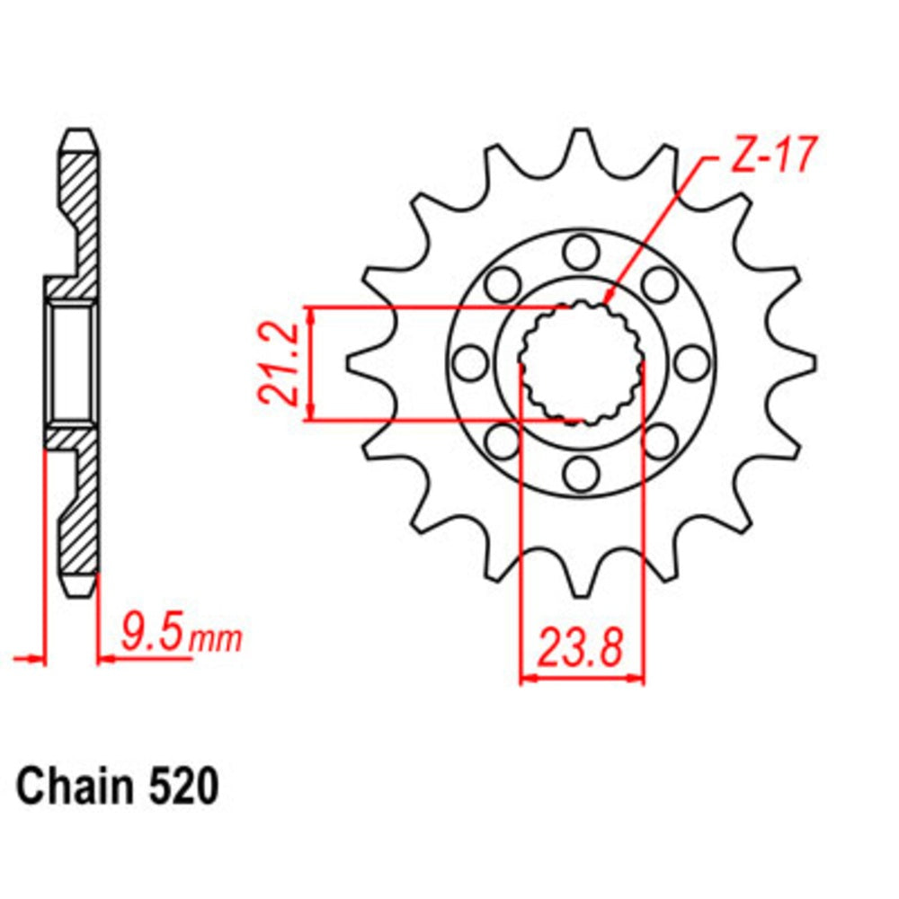 14T - Front Sprocket - Suzuki RMZ 450 05/06