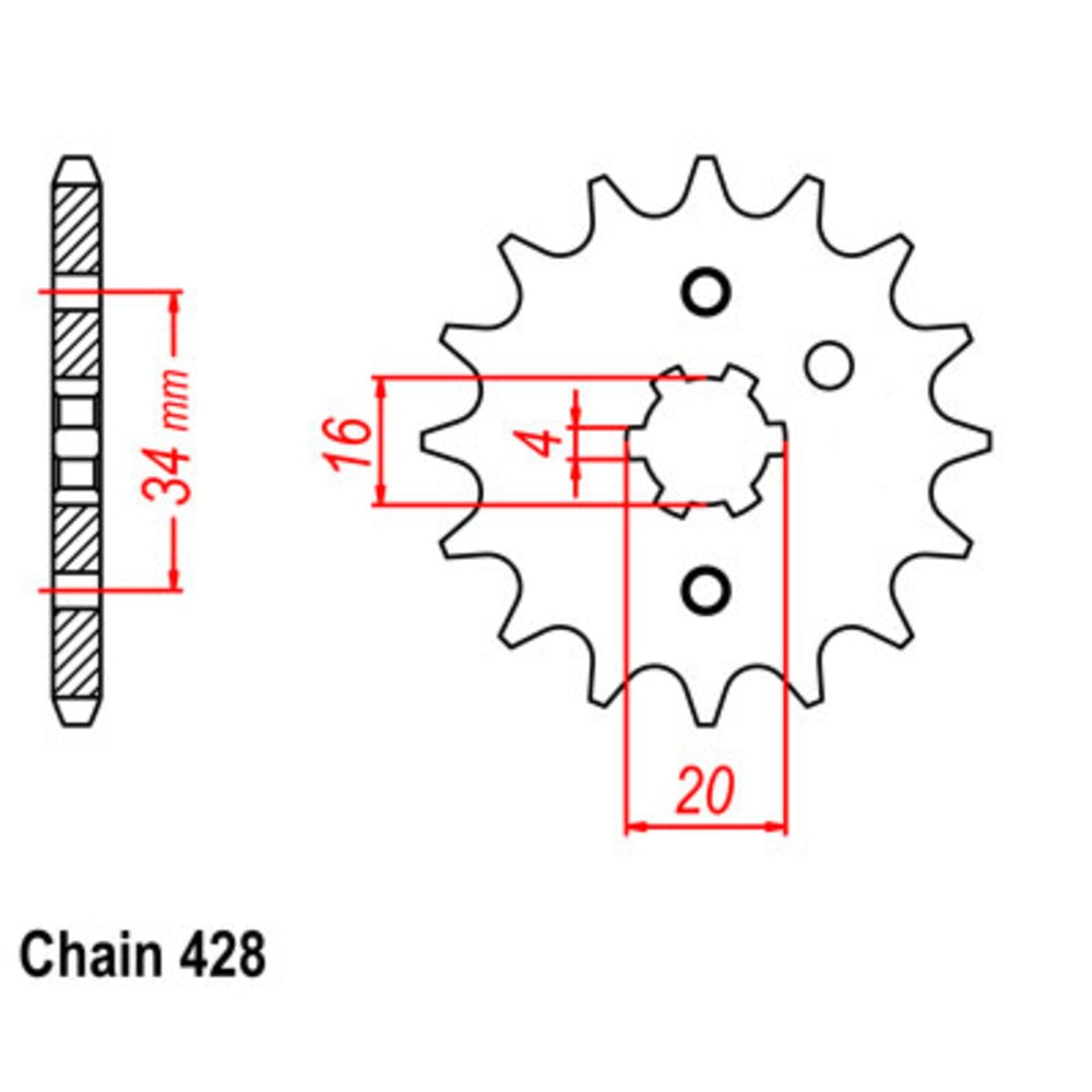 16T - Front Sprocket - Honda/Suzuki/Yamaha