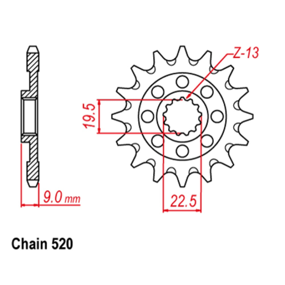 12T - Front Sprocket - Suzuki RMZ 250 13-14