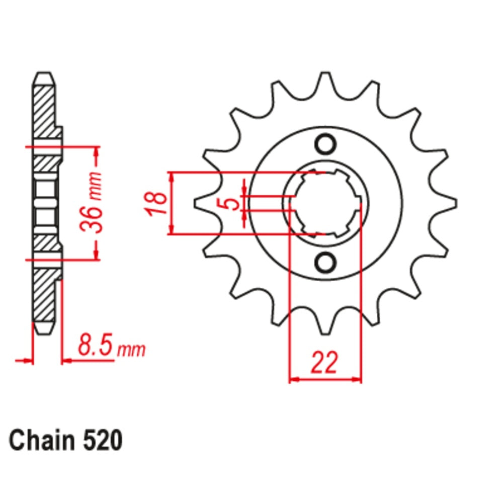 15T - Front Sprocket - Yamaha SRX250