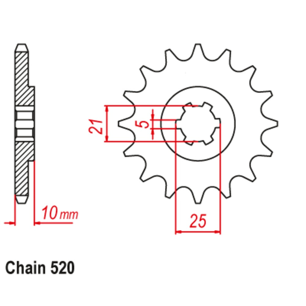 15T - Front Sprocket - Cagiva 600 River/600 W16 Dual Sports Chain & Sprocket Kit