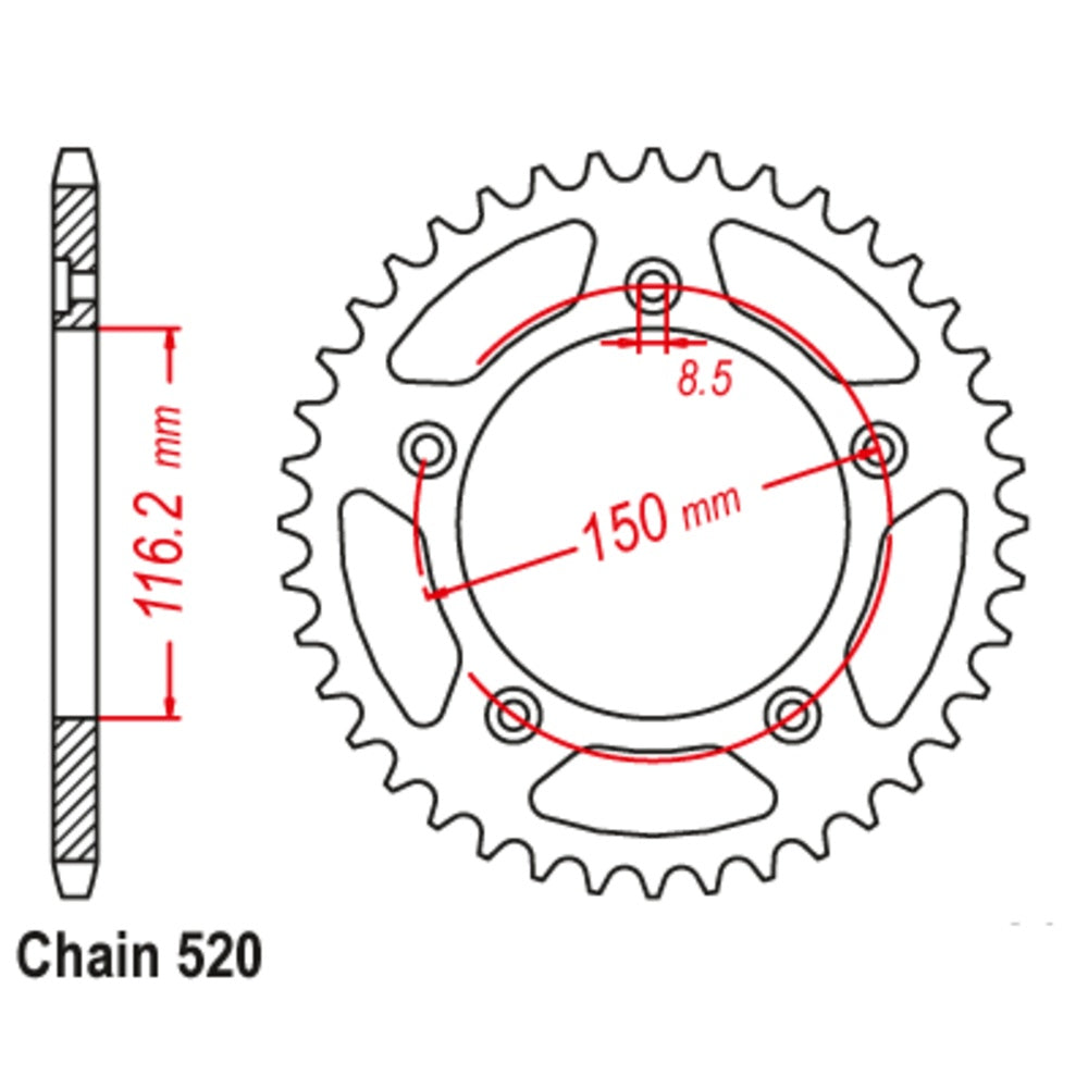 42T - Rear Sprocket - Aprillia