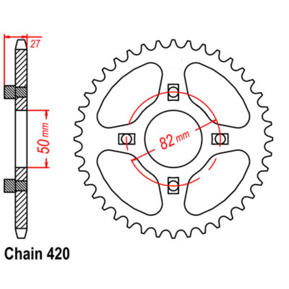 44T - Rear Sprocket - Honda XR75/80