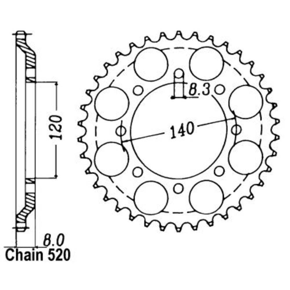 43T - Rear Sprocket - KLR600 Kawasaki