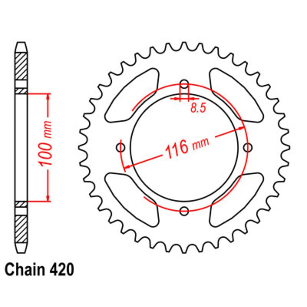 47T - Rear Sprocket - Gold Supersprox Alloy KX