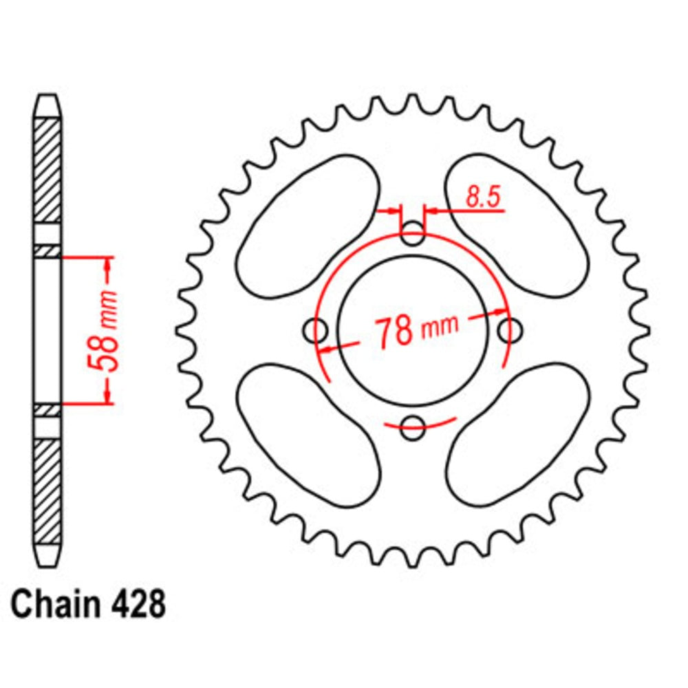 43T - Rear Sprocket - GS125 Suzuki