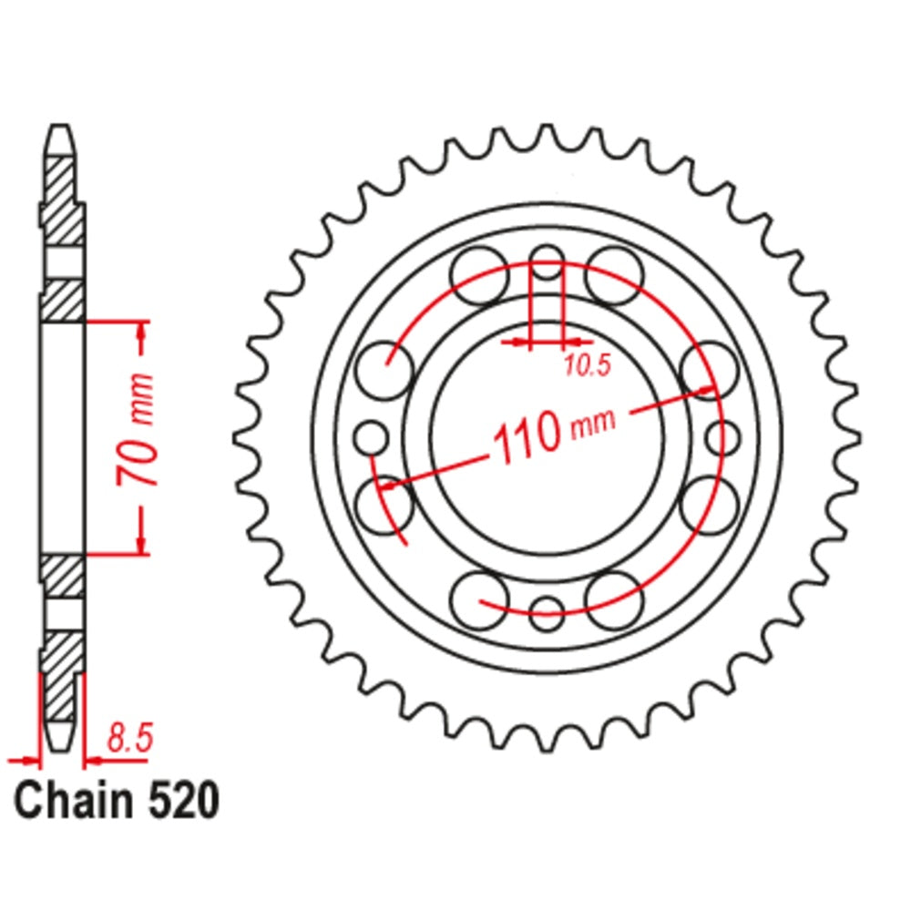 44T - Rear Sprocket - Honda