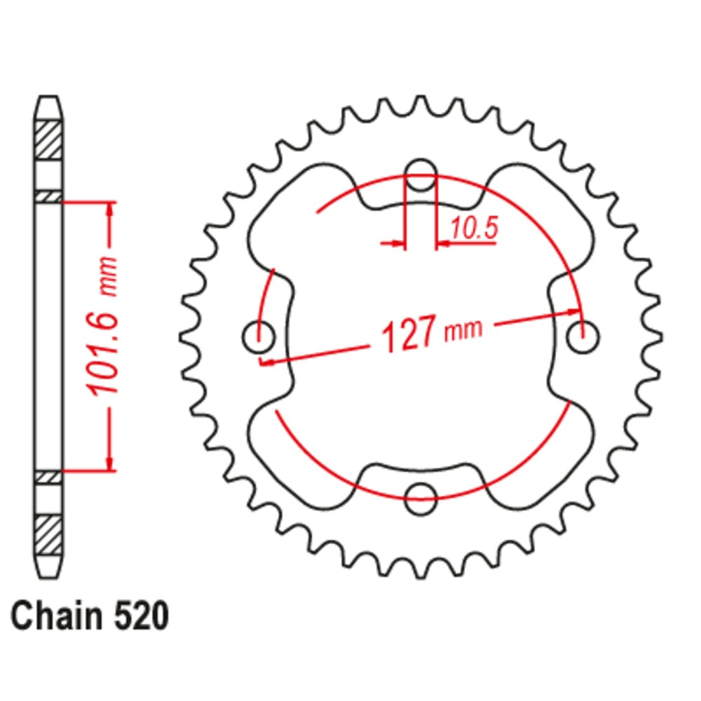 38T - Rear Sprocket - Polaris 450 Outlaw