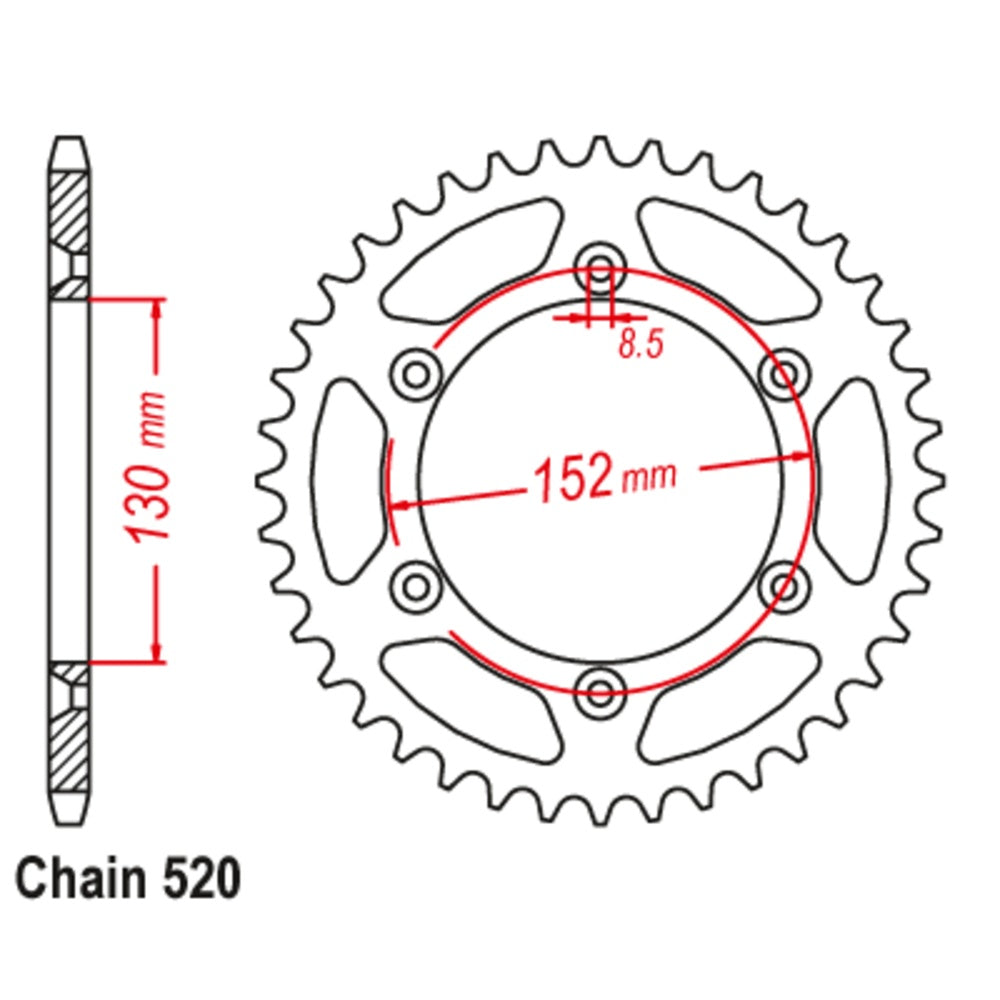 46T - Rear Sprocket - Aprilia 450/550 RXV/SVX
