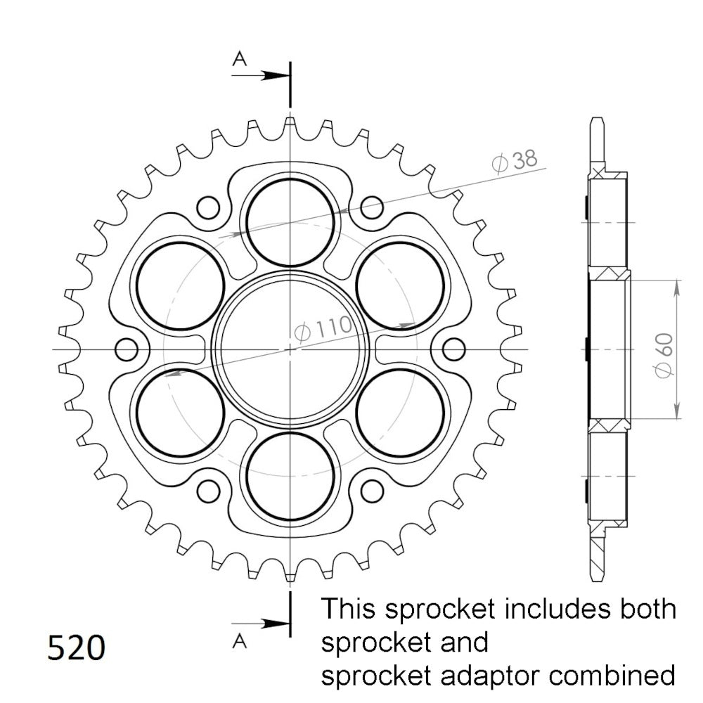38T - Rear Sprocket - Stealth Supersprox Ducati - Red