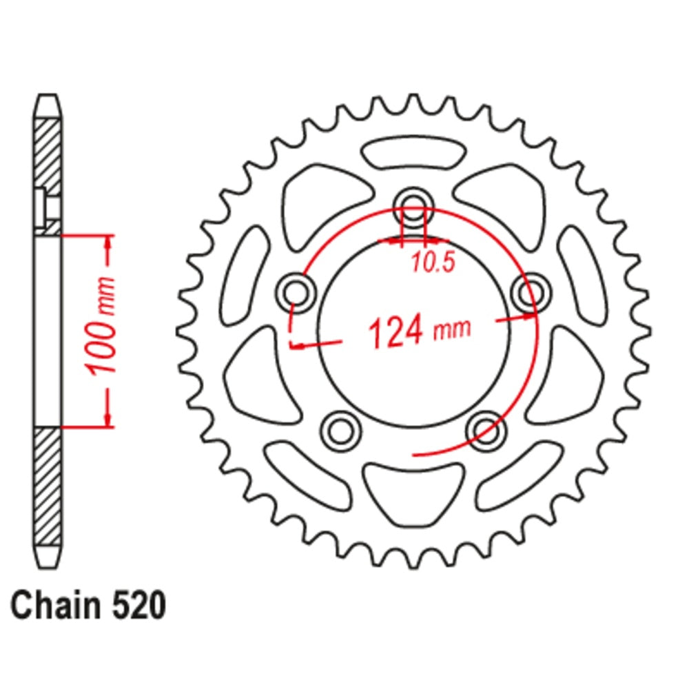 43T - Rear Sprocket - Stealth Scrambler 520p - Black